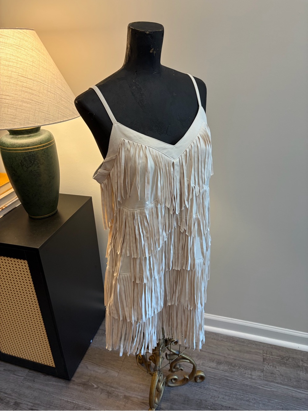 Idyllwind Brixworth Country Cowgirl Faux Suede Fringe Cream Mini Dress Medium - Picture 6 of 14